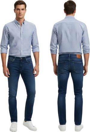 BRIGLIA 1949 Jeans met 5 zakken - Heren - Casual Overhemden - Blauw - XL - Overhemden