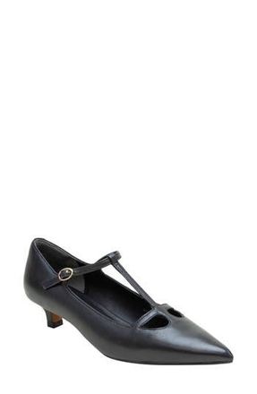 Linea Paolo Celia Pointed Toe T-Strap Pump in Black at Nordstrom Rack, Size 5