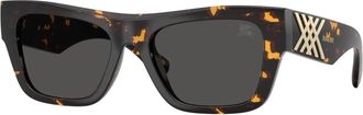 Burberry Rechthoekige zonnebril - Dames - Zonnebrillen - Bruin - 53 MM - Nylon - Accessoires