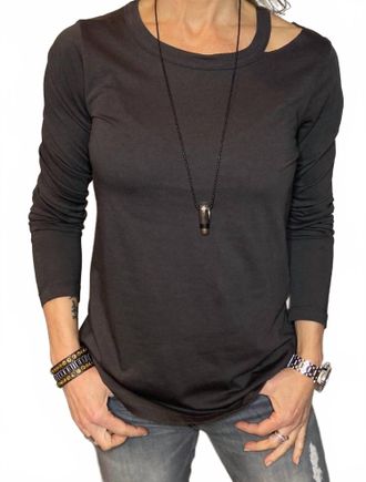 Chaser Cutout Shoulder Long Sleeve Tee In Union Black
