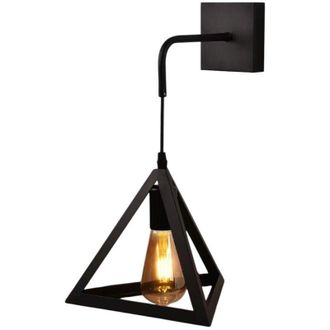 Trade Shop Trade Shop - Applique Wall Pendant Forma Triangular Estilo 3d Minimal Lamp Holder E27 Aq54 - Negro
