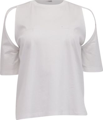 Dion Lee Cutout Accent T-Shirt in White Cotton