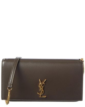 Saint Laurent Monogram Leather Phone Holder With Chain