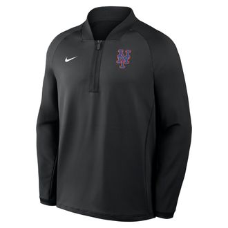 Nike New York Mets Authentic Collection Nike Mens Dri-FIT MLB 1/2-Zip Long-Sleeve Top in Black | 04H900ANME-KRR