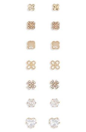 Panacea 7-Pack Cubic Zirconia Stud Earrings in Gold at Nordstrom Rack
