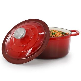MegaChef 2.7 Quart Round Enameled Cast Iron Casserole in Red at Nordstrom