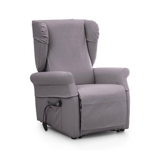 Dmora Butaca Treia, Funda Desmontable, Reclinable Hecho En Italia, Brazos, 75x84x107h Cm Gris Claro