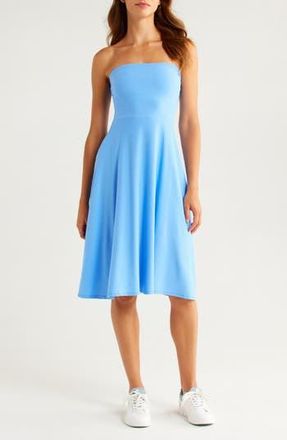 Beyond Yoga Strapless Maxi Dress in Flower Blue Heather at Nordstrom Rack, Size Medium