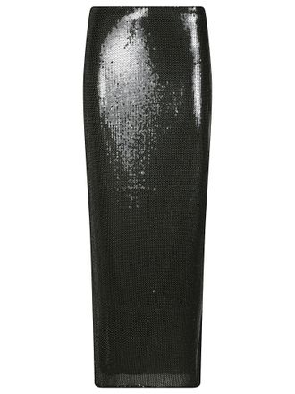 Patrizia Pepe Fitted Long Skirt with Subtle Back Slit and Shimmering Texture