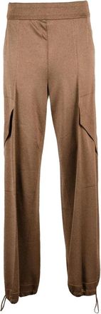 Circus Hotel Tuta in maglina lam&egrave; - Dames - Wijde Broeken - Bruin - S - Polyester - Broeken