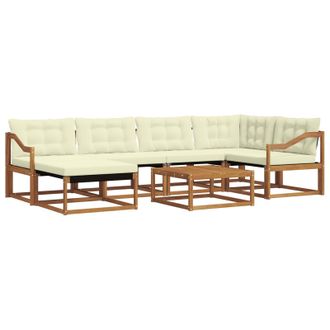 vidaXL Conjunto De Sof&aacute;s De Exterior Con Coj&iacute;n 19 Pcs Natural Y Crema Vidaxl