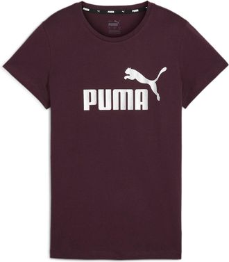 Puma T-Shirt PUMA ESS+ METALLIC LOGO TEE, Damen, Gr. XS, lila (midnight plum), Jersey, Obermaterial: 100% Baumwolle, unifarben, regular fit normal, Rundhal