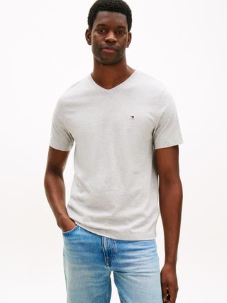Tommy Hilfiger V-Shirt TOMMY HILFIGER ESSENTIAL V-NECK, Herren, Gr. XXL, light grau heather, Single Jersey, Obermaterial: 100% Baumwolle, regular fit, V-Ausschnitt, 