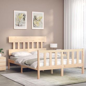 vidaXL Estructura De Cama De Matrimonio Con Cabecero Madera Maciza Vidaxl