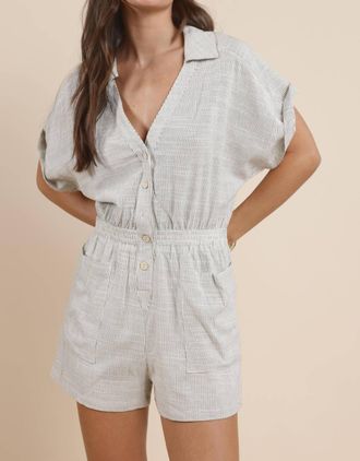 Sadie & Sage Mojave Buttoned Romper In Ivory/black