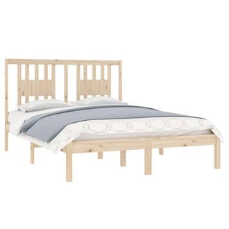 Berkfield Home Beautiful Bed Frame Solid Wood 135x190 cm Double in Light Tan
