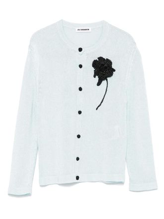 Jil Sander crochet flower cardigan - women - Viscose - 42 - Blue
