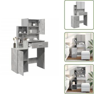 vidaXL The Living Store Toeletta con Armadietto Grigio Cemento 80x35x132 cm - Armadio da camera