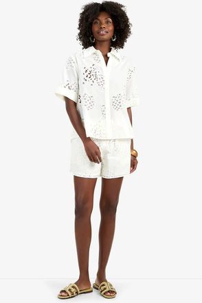 Trina Turk Triennale Cotton Eyelet Top in Whitewash at Nordstrom, Size Xx-Large