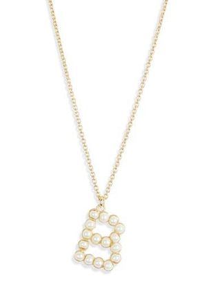 Meshmerise Imitation Pearl Initial Pendant Necklace in Yellow-B at Nordstrom Rack