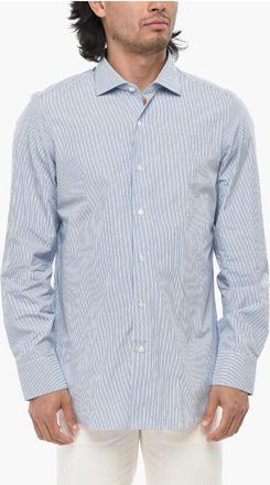 Finamore Two-Tone Striped Shirt With French Collar size 42