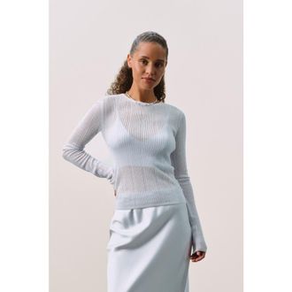 Naked Cashmere MABLE TRELLIS LONG SLEEVE CASHMERE TEE in Cloud at Nordstrom, Size X-Small