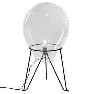 Luce-Ambiente-Design L&aacute;mpara de vidrio transparente con estructura en metal negro 38 cm