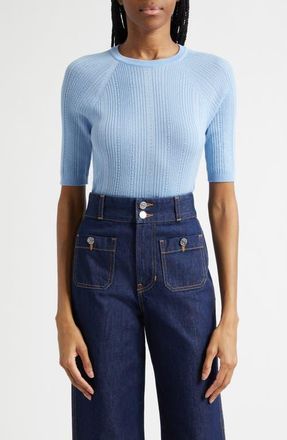 Veronica Beard Brielle Raglan Rib Knit Top in Blue Jay at Nordstrom, Size X-Small