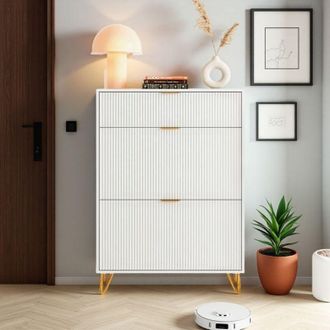 OEM Armario De Zapatos - Blanco - Estanter&iacute;a Plegable - Dise&ntilde;o Ondulado - Seguridad Infantil