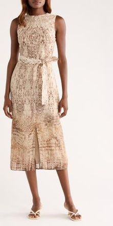 Reiss Presley Mixed Print Sleeveless Dress in Neutral at Nordstrom Rack, Size 12