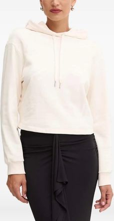 A|X Armani Exchange logo-embroidered cotton hoodie - women - Cotton - M - Neutrals