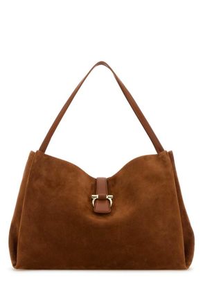 Ferragamo Brown Suede Shoulder Bag