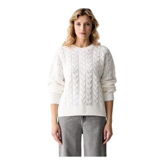 Guess Cassandra Pullover - Dames - Ronde hals truien - Wit - L - Katoen - Truien & Vesten