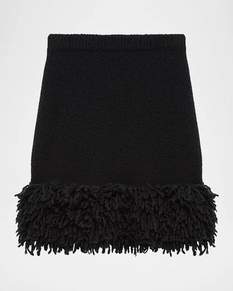 Loewe Rib-Knit Wool-Blend Mini Skirt