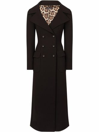 Dolce & Gabbana logo-buttons double-breasted wool coat - women - Virgin Wool - 46 - Black