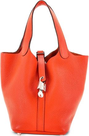 Herm&egrave;s Picotin Lock Bag Clemence PM bucket bag - Arancione