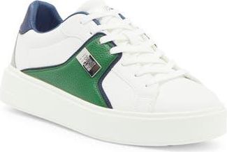 Roberto Cavalli Metal Logo Low Top Sneaker in White/Green/Blue at Nordstrom Rack, Size 11