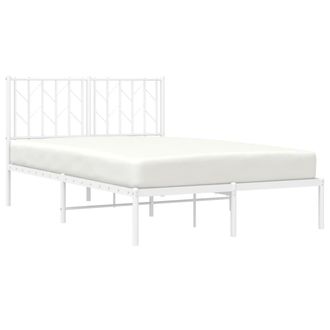 vidaXL Estructura Cama Sin Colch&oacute;n Con Cabecero Metal Blanco 120x200cm Vidaxl