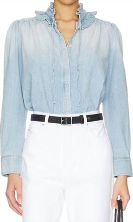 Citizens Of Humanity Calista Frill Collar Shirt In Blue