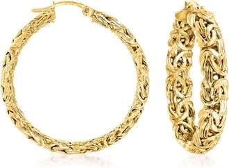 Ross-Simons 18kt Gold Over Sterling Large Byzantine Hoop Earrings