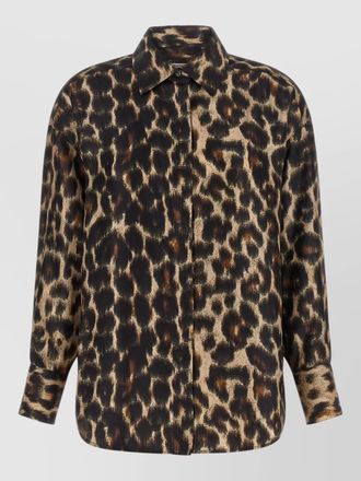 Alberto Biani silk jaguar print long sleeve shirt