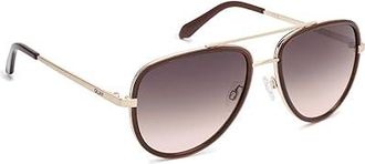 Quay All In Medium Fashion Sunglasses Dark Brown/Brown, Metal Frames/Polycarbonate