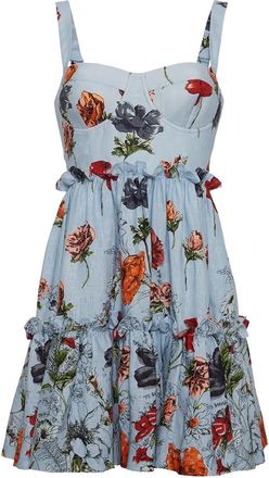 Cara Cara Audrey floral-print tiered mini dress - Blue