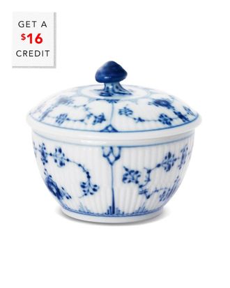 ROYAL COPENHAGEN Blue Fluted Plain Sugar Bowlwith $16 Credit
