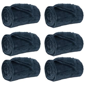 vidaXL Mantitas De Sof&aacute; 6 Pcs Azul Marino 130 X 150 Cm Lana Vidaxl