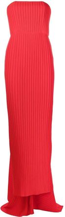 Solace London pleated strapless dress - women - Elastane/Polyester/Polyester - 10 - Red