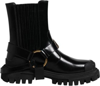 Dolce & Gabbana Zwarte Leren Enkel Gesp Laarzen - Heren - Chelseaboots - Zwart - 37 1/2 EU - Leer - Schoenen