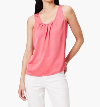 Nic+Zoe Satin Chiffon Scoop Tank Top In Coral