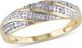 Mimi & Max Mens 1/10ct TDW Diamond Striped Wedding Band 10k Yellow Gold
