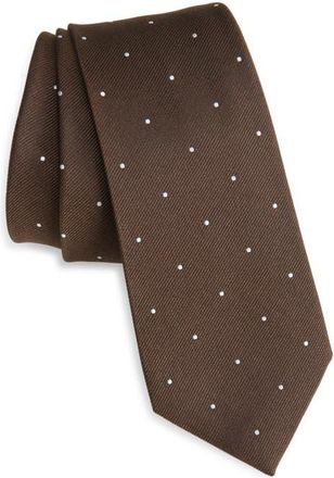 Tom Ford Brown Pin Dot Silk Tie in Ear Chocolate at Nordstrom